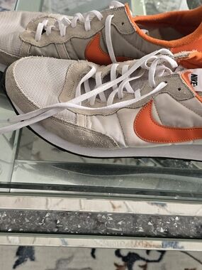 Nike White & Gray Sneakers with Orange Swoosh